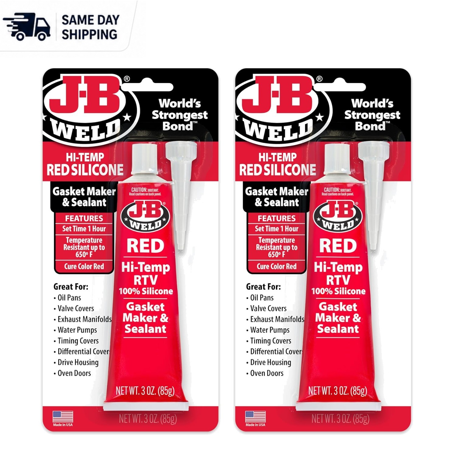 3oz High-Temp Red Silicone Gasket Maker & Sealant - 2-Pack for Professionals
