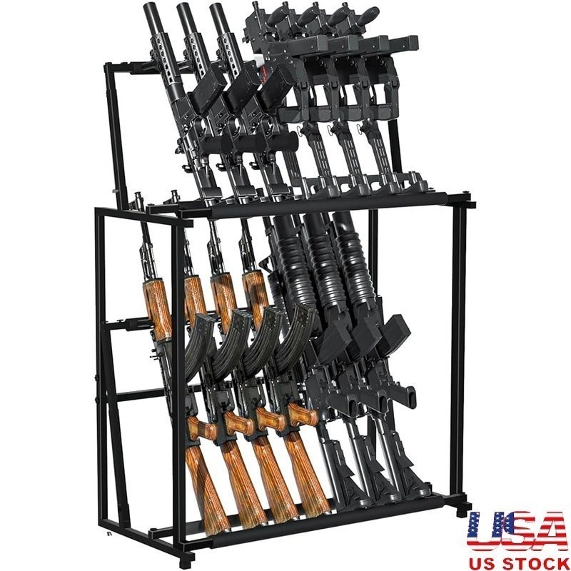 Detachable Adjustable Gun Rack Double Layer Storage 14 Rifles/Shotguns New