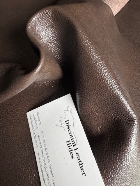 Derbyshire Brown Leather Remnant 15" by 15" ZZA31