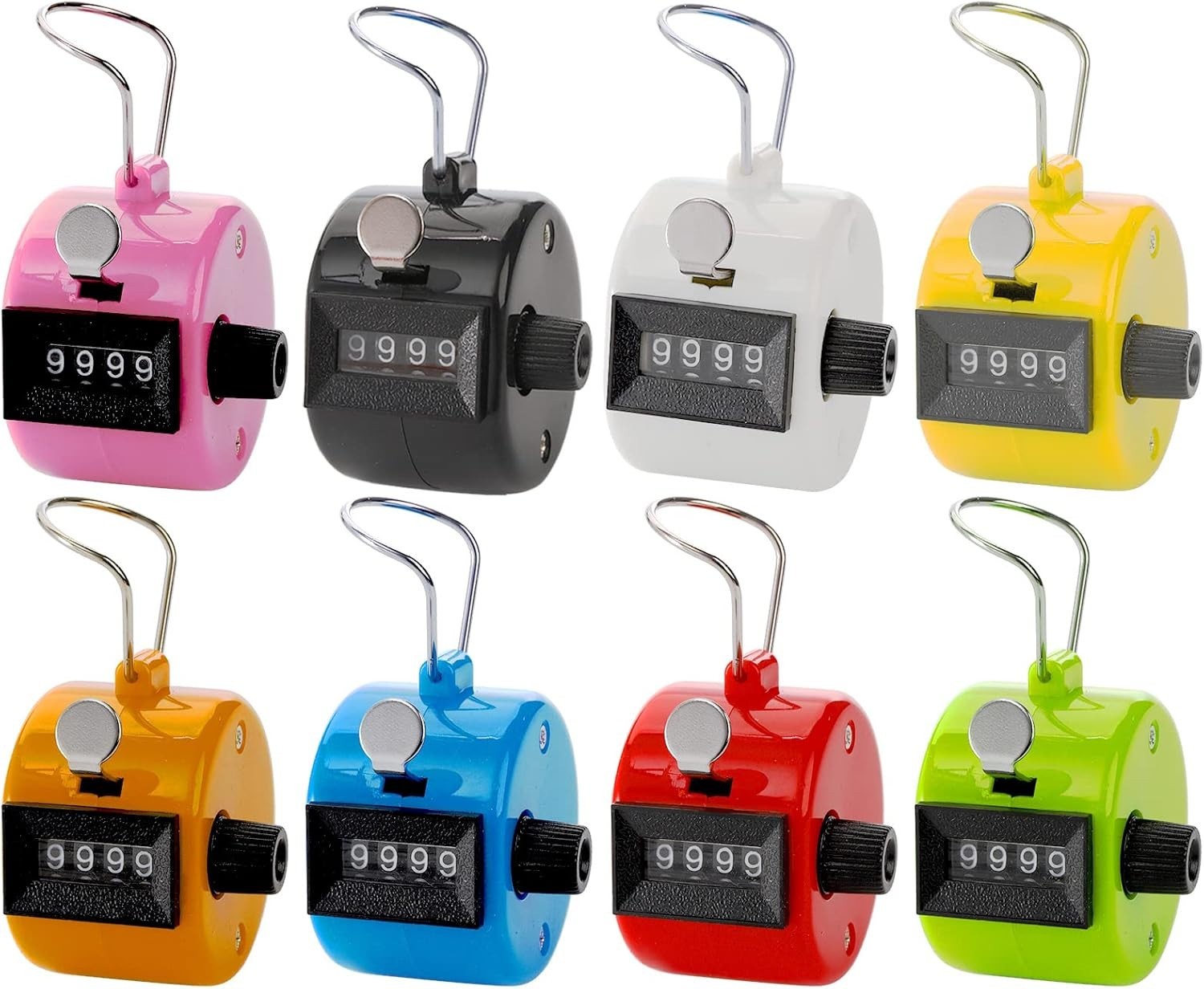 Versatile Pack of 8 Click Counters - Colorful Tally Tools for Any Activity