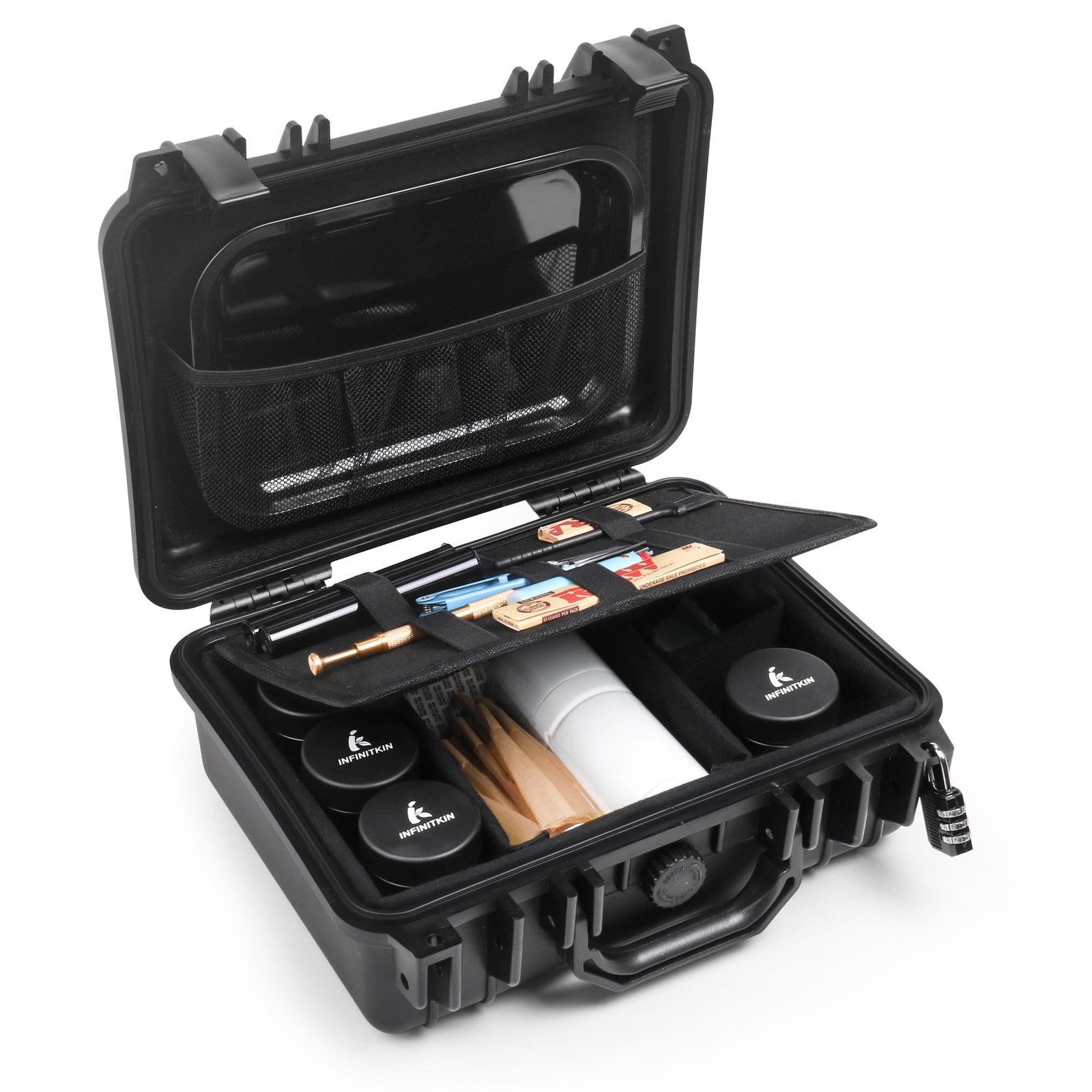 INFINITKIN XL Smell Proof Box | Lockable 13 x 11 x 4.72 inches, Black