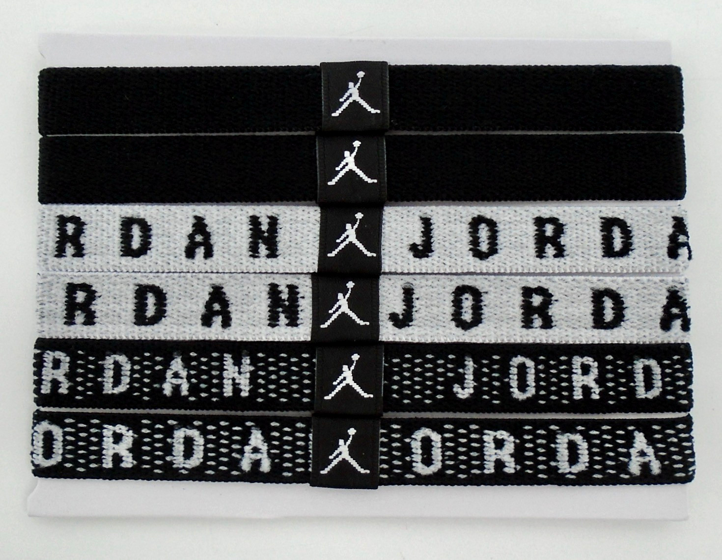 Nike Jordan Hair Ties Ponytail Holders 6 Pack Adult Black/White