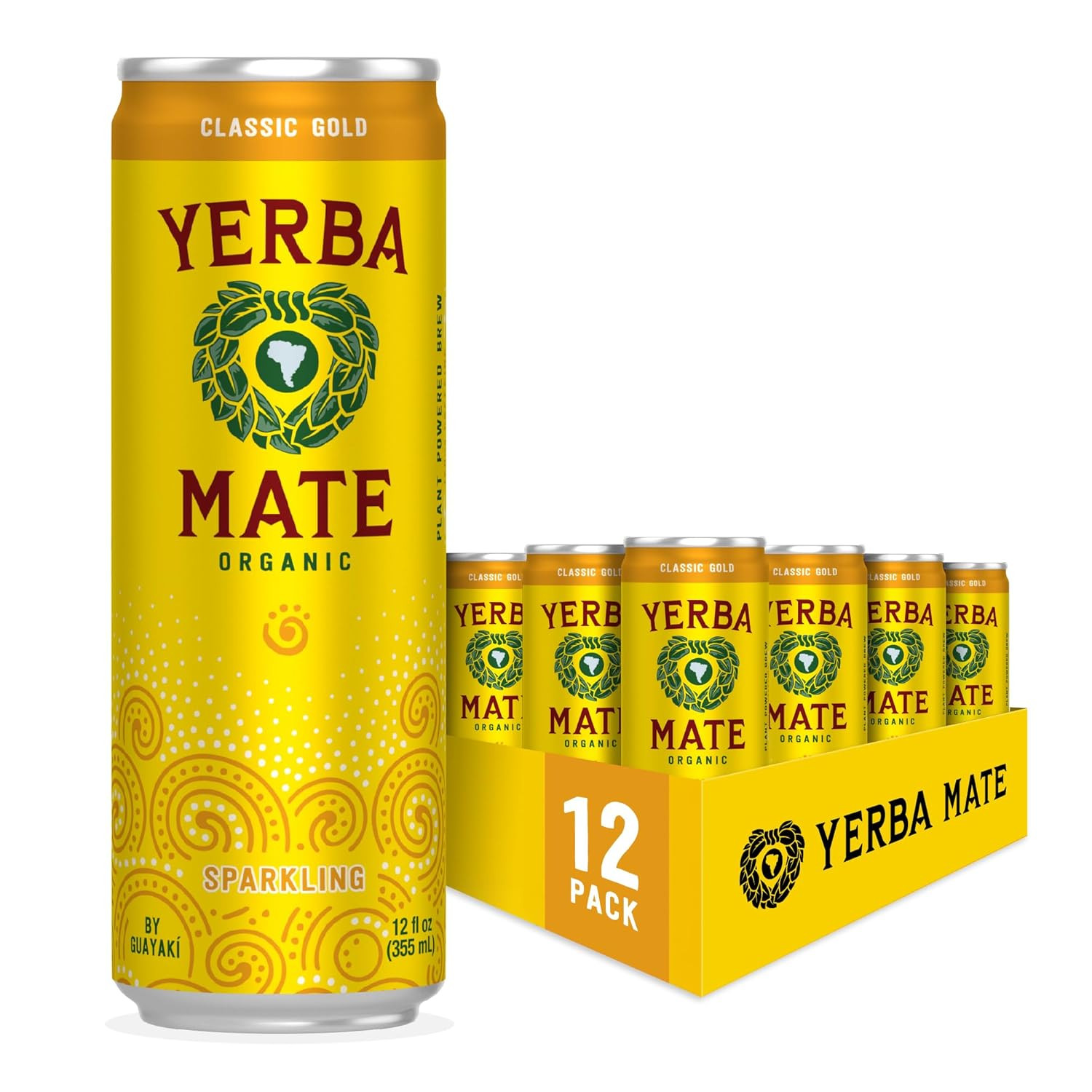 Guayakí Yerba Mate, Organic Sparkling Energy Drink Alternative, Classic Gold, 80