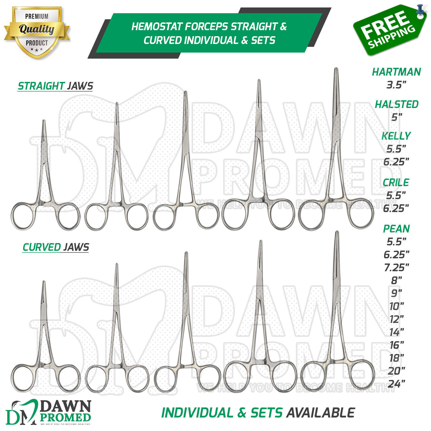 Hemostat Forceps Locking Clamps Individual & Sets Dental Surgical Instruments