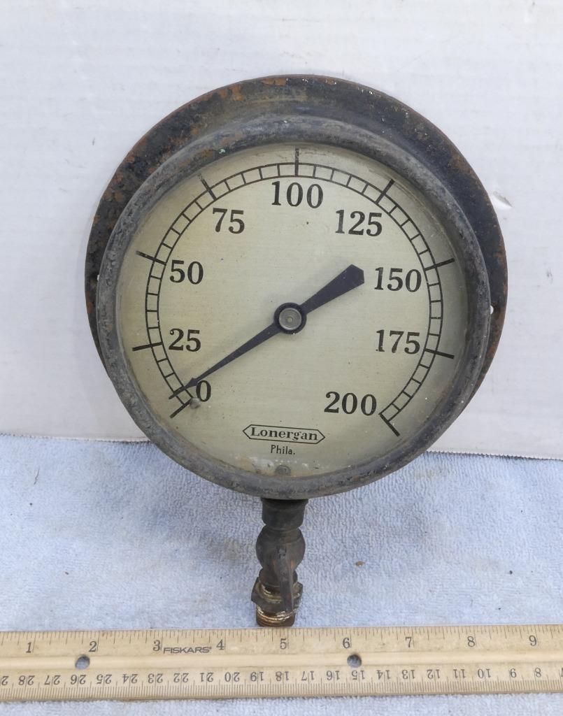 OLD Lonergan Philadelphia Steam Engine Pressure Guage Shut Off Valve !