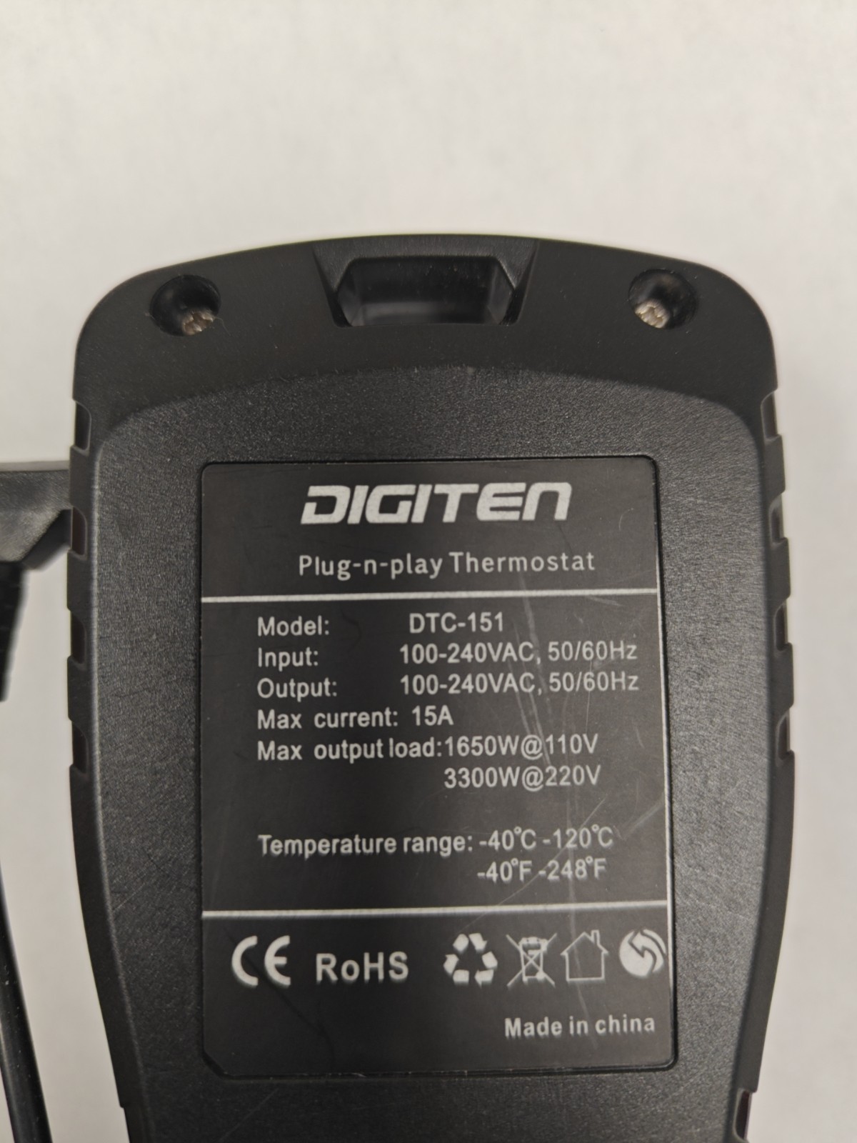DIGITEN DTC151 Temperature Controller Plug-in Thermostat Cooling Heating
