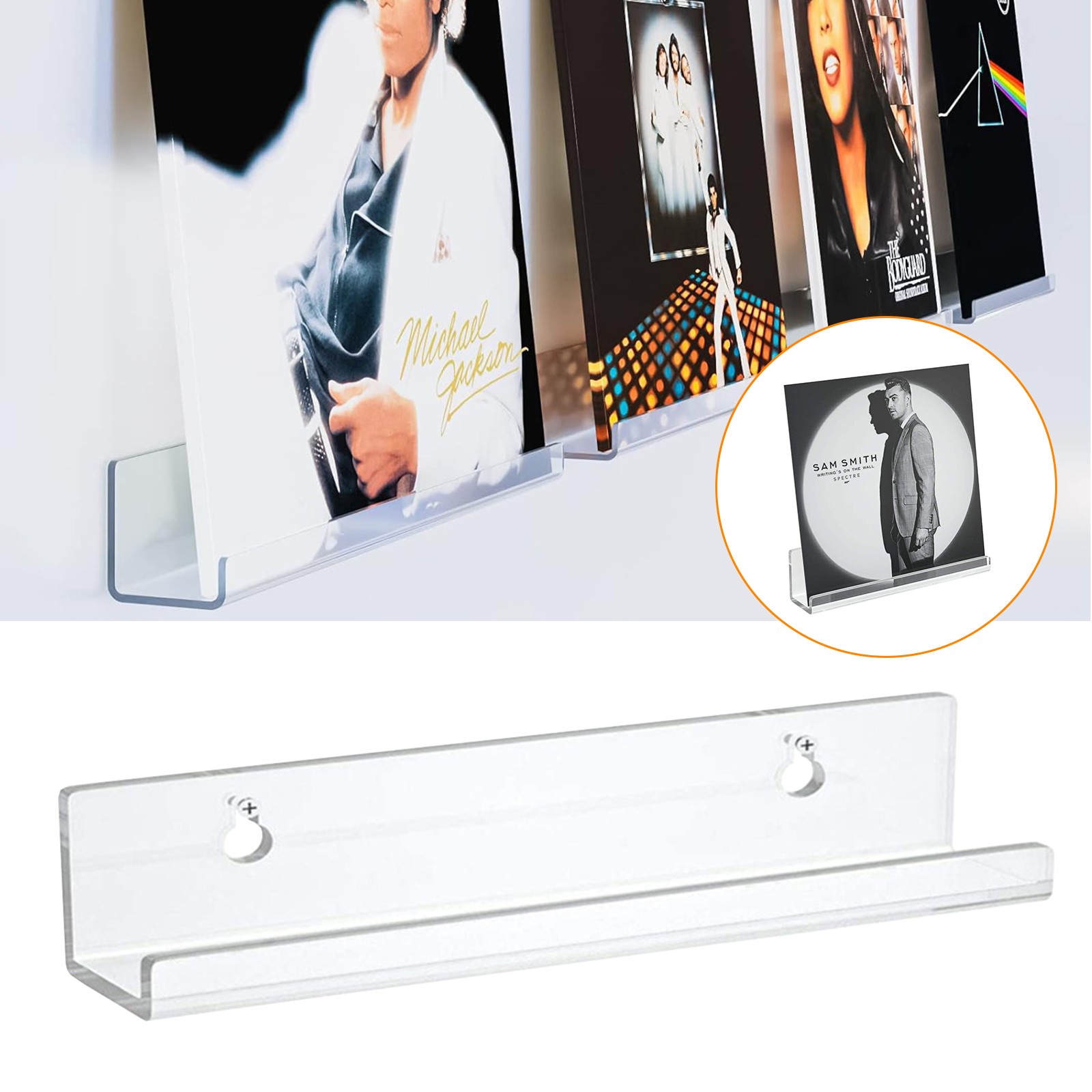 Wall Mount Album Record Holder Display,12inch CD Magazine Floating Shelf for DIY