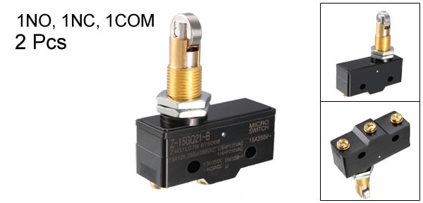 2pcs Z-15GQ21-B 1NO + 1NC Panel Mount Roller Plunger Micro Limit Switch