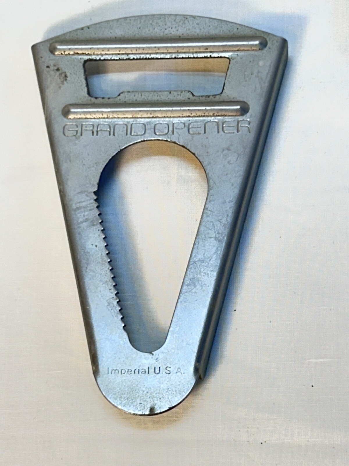 Vintage Bottle Opener. Grand opener  Silver-tone Metal Imperial USA