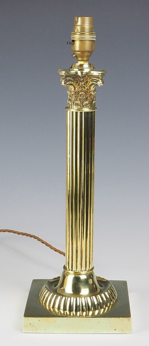 19th Century Brass Corinthian Table Lamp