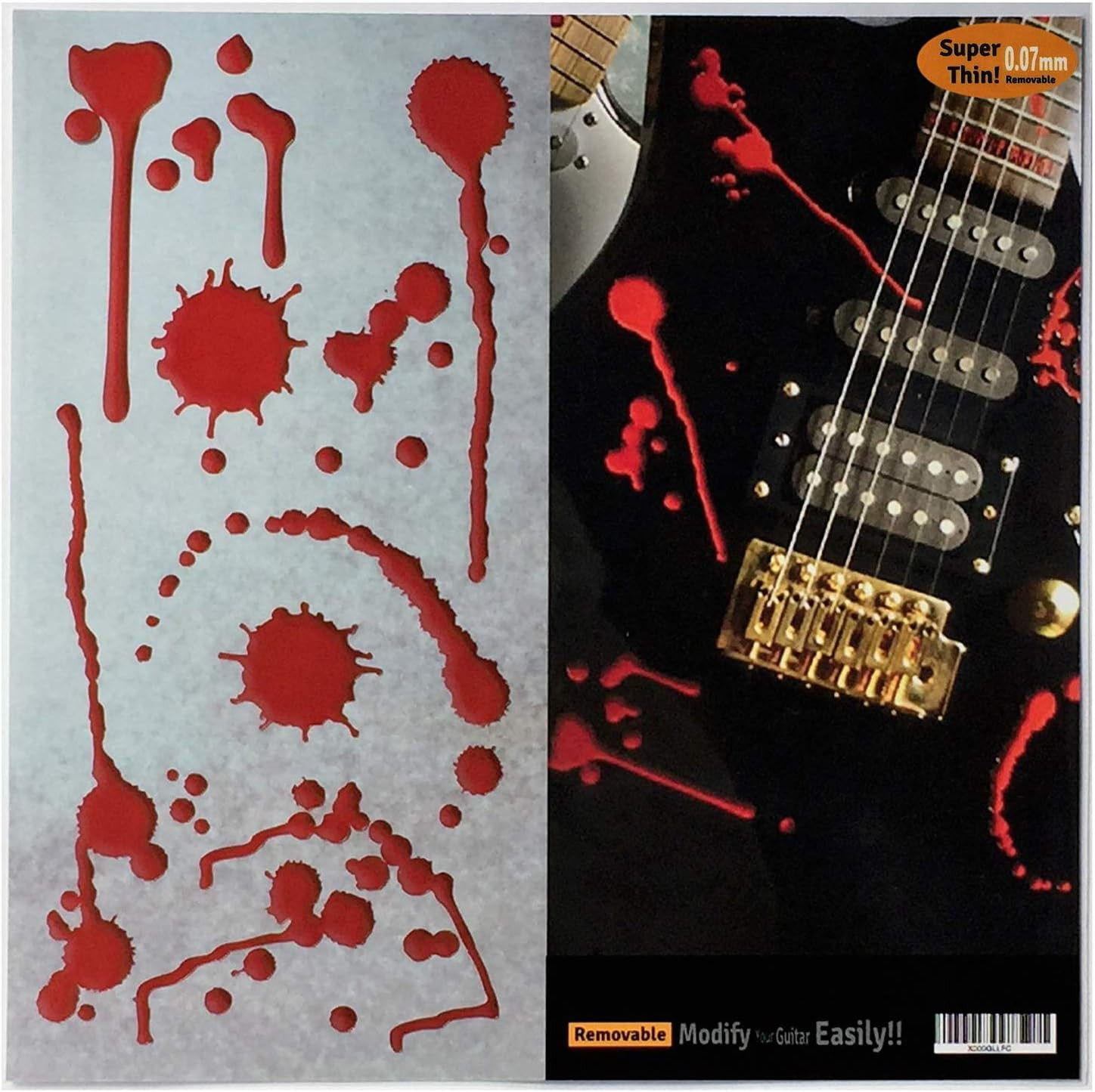 Splattered Red Guitar and Bass Body Inlay Stickers Decal