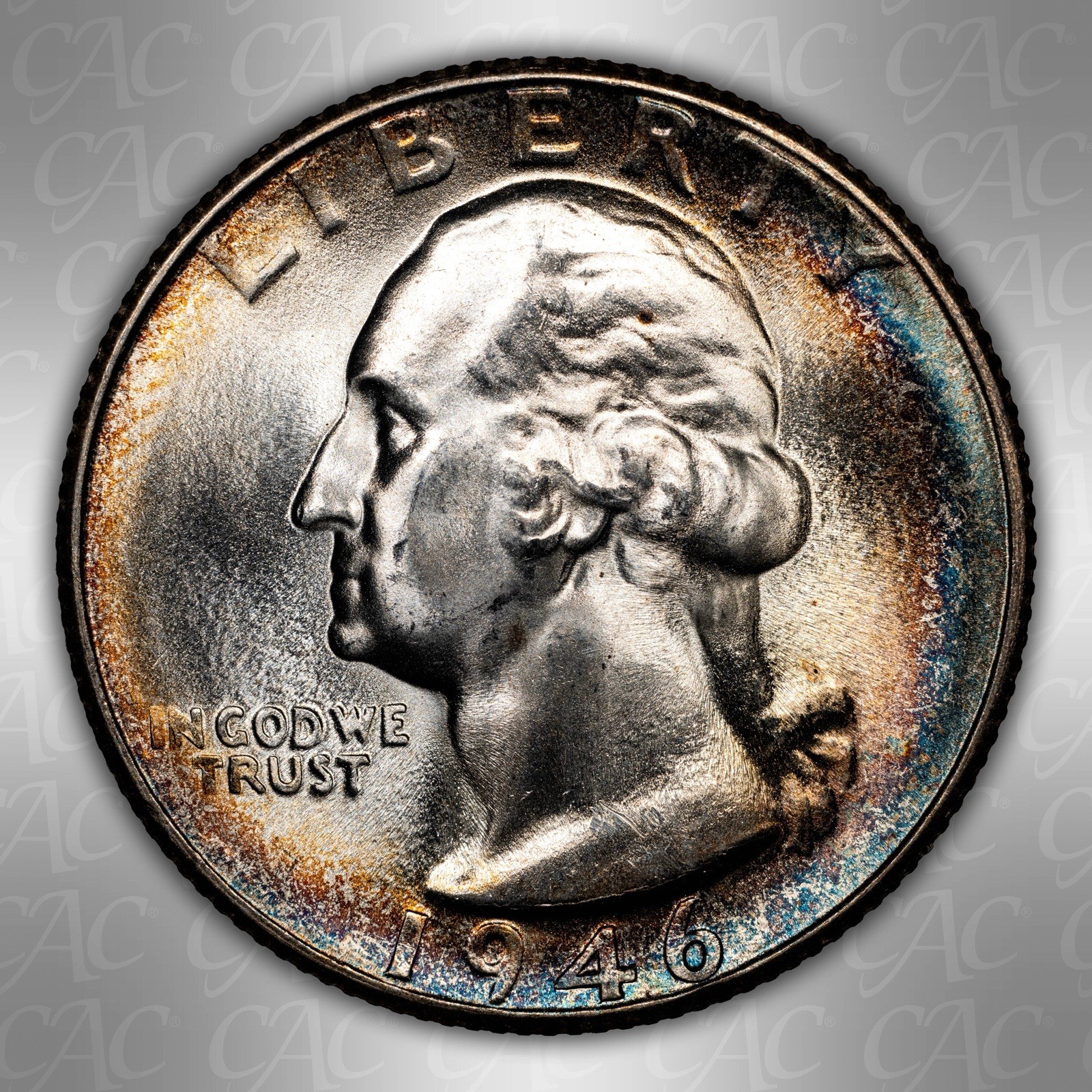 1946-S/S Washington Quarter.  RPM, FS-501. CACG MS65.  Former PCGS 66