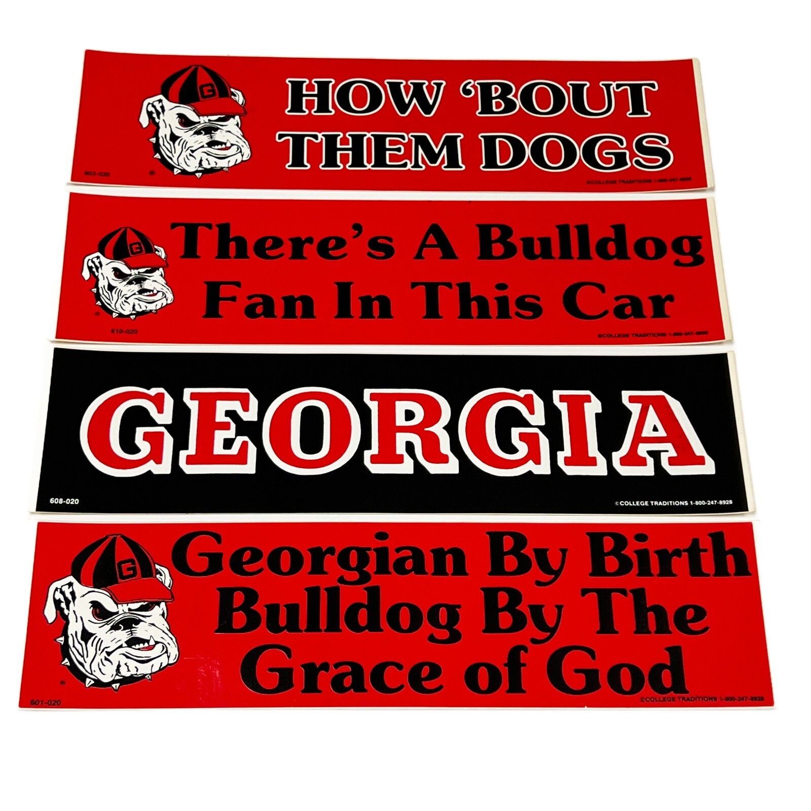 4 Vintage Georgia Bulldogs Bumper Sticker Decals