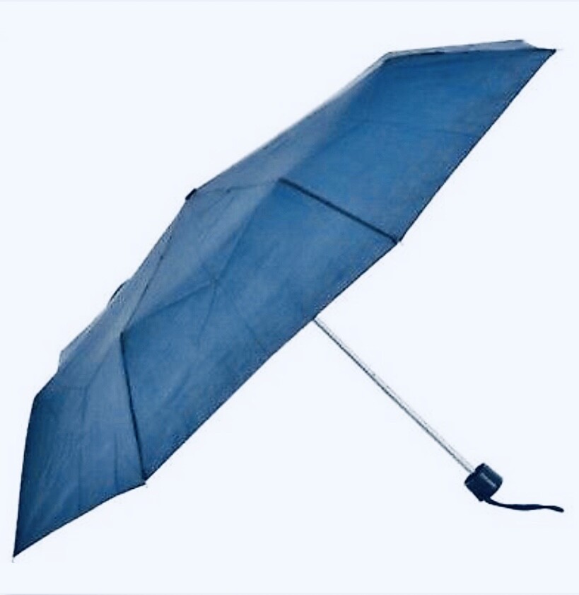Umbrella Compact Blue Rain Portable Emergency Travel Large 42"arc