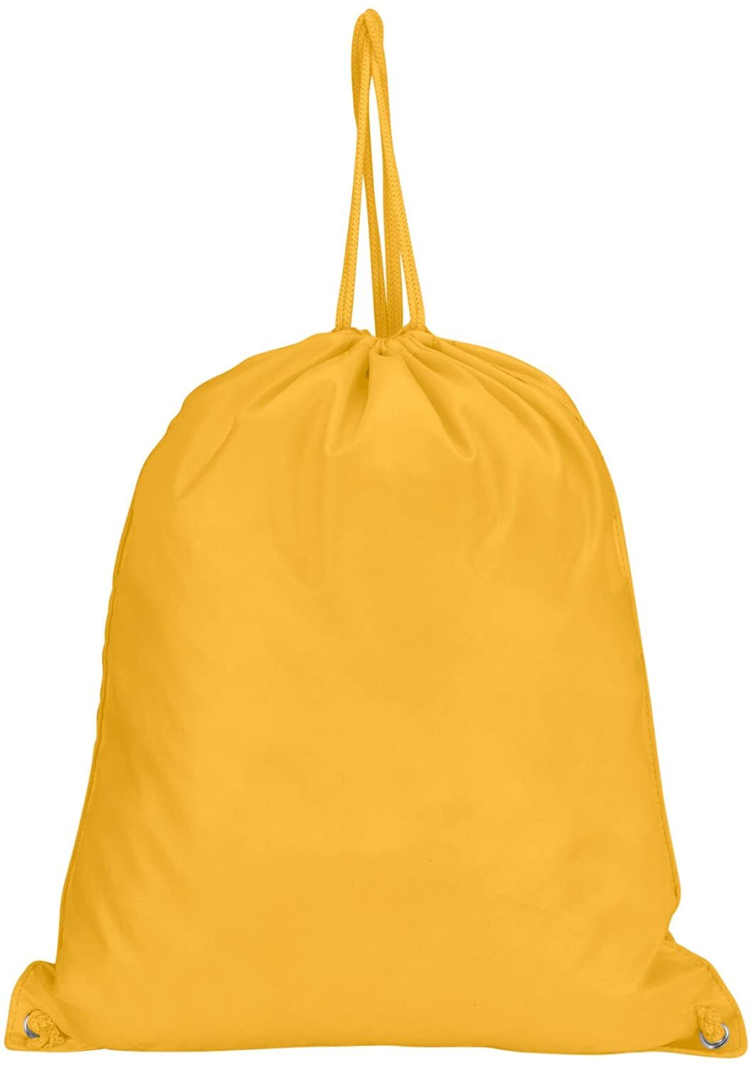 DALIX Drawstring Backpack Tote Sock Sack Pack with Zipper Front Pocket in Yellow