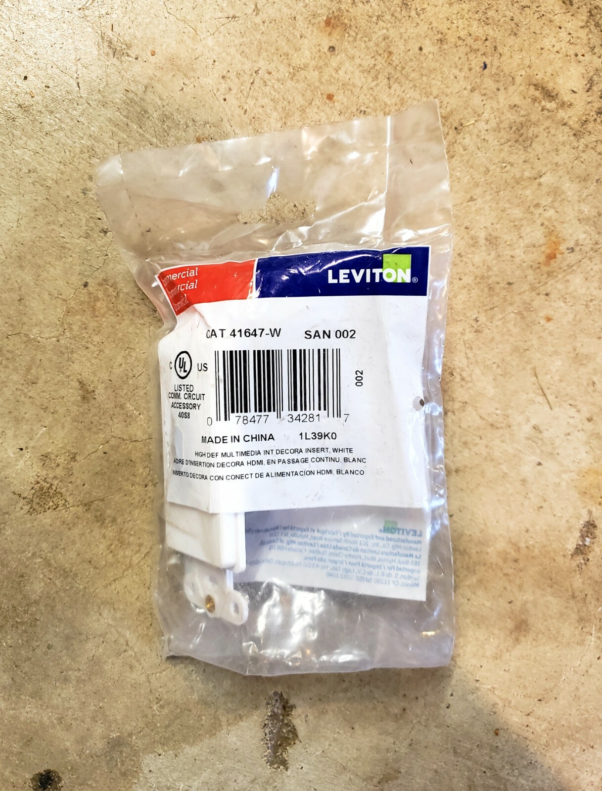 Leviton 41647-W Decora Insert HDMI Wallplate*Free Shipping