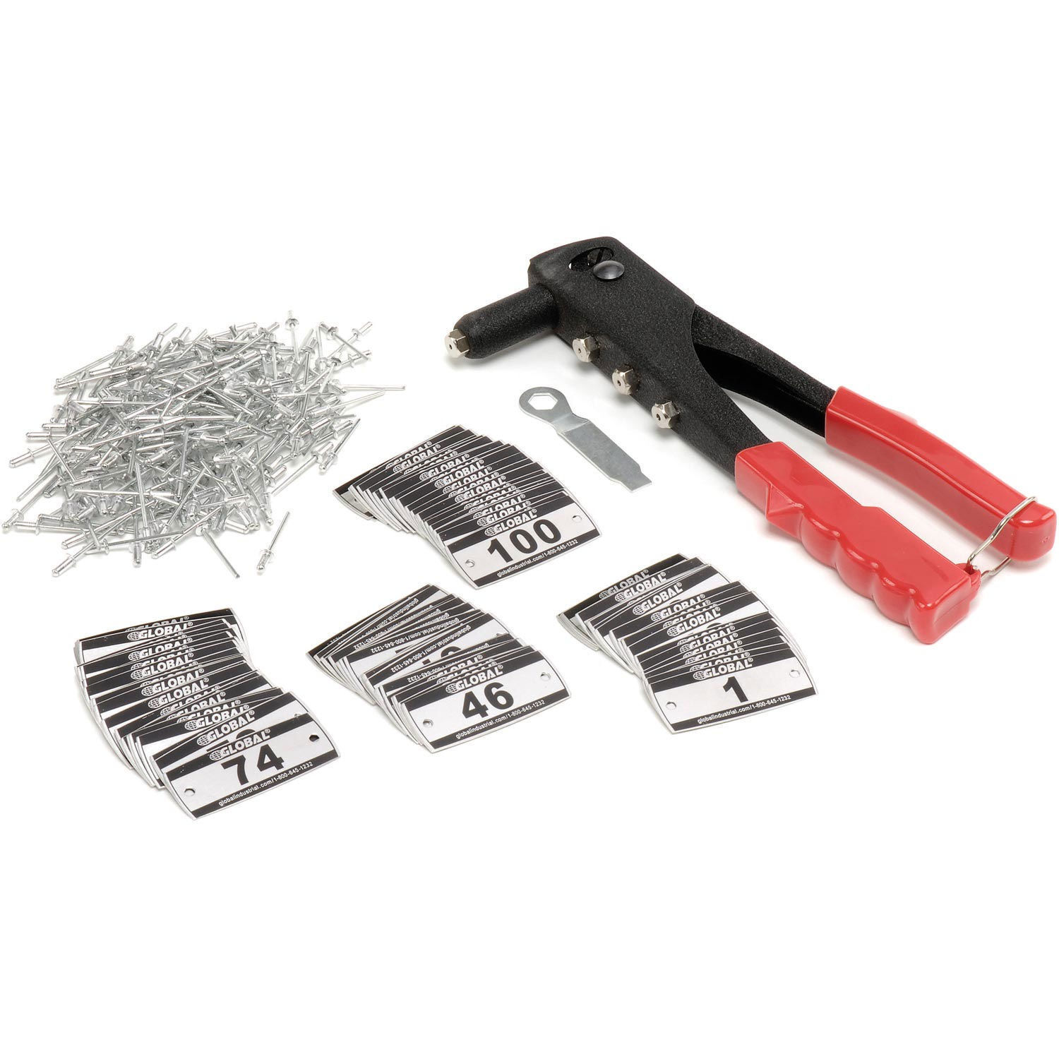 Locker Number Plate Kit W/Rivet Gun Numbered 1-100