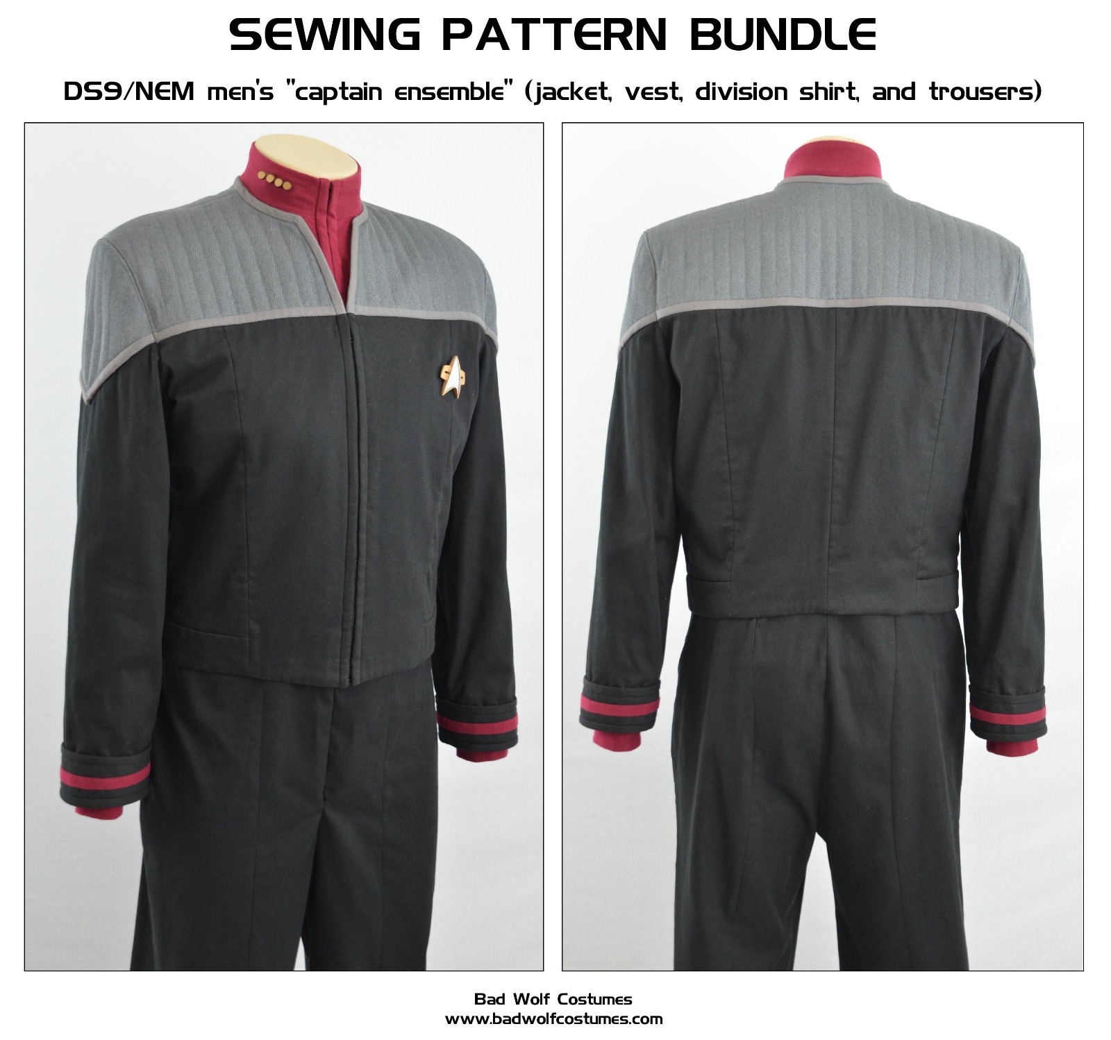 Star Trek Sewing Pattern Bundle - Starfleet captain uniform - DS9, NEM (men's)