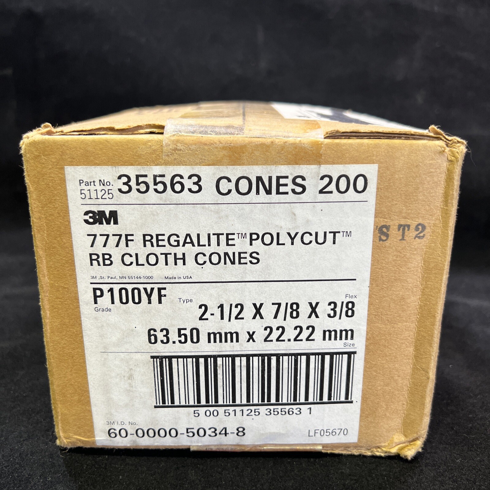 3M 777F Regalite Polycut R/B Cloth Sanding Cones, P100 Grit, QTY 200 - NOS