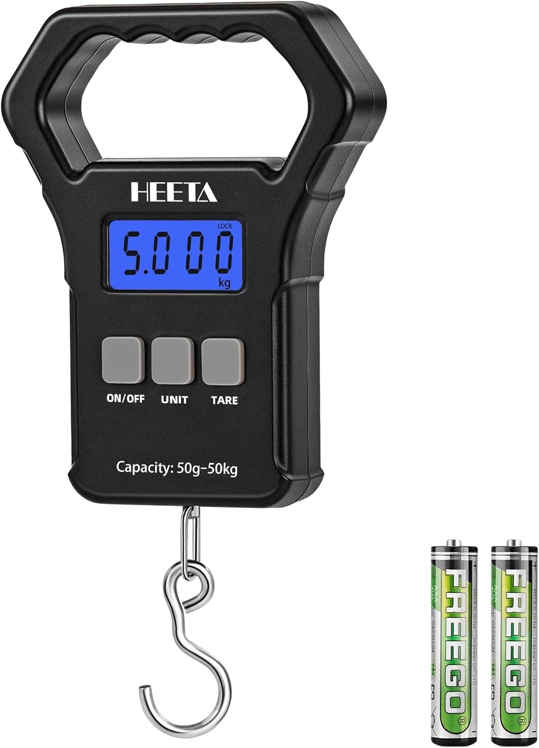 HEETA Fish Scale, 110lb/50kg Digital Portable Hanging Fishing Weight Black