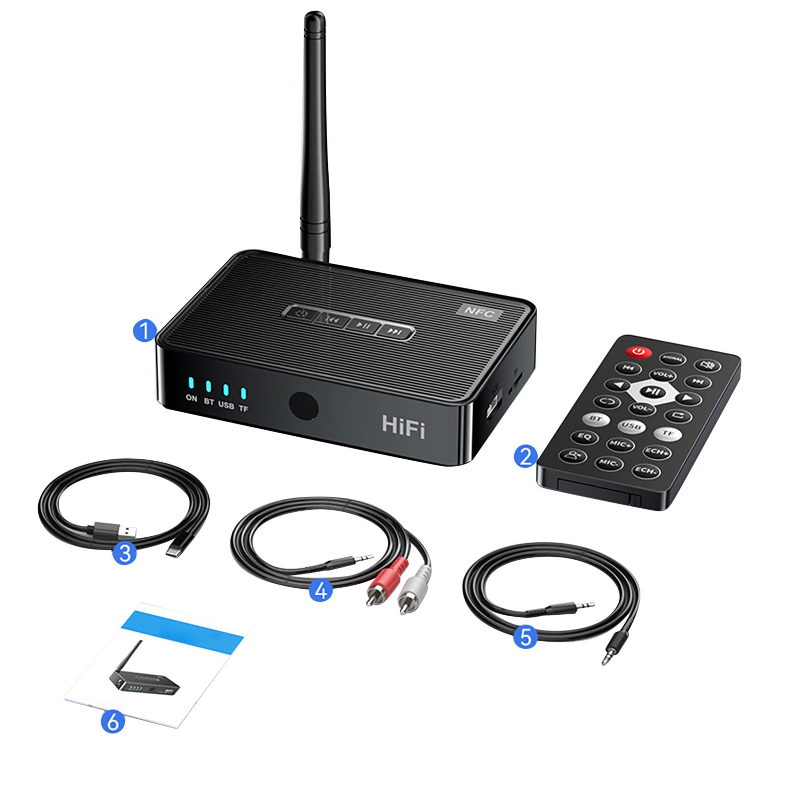 3in1 Bluetooth 5.1 Receiver Wireless NFC to RCA Stereo Audio Amplifier Adapter F