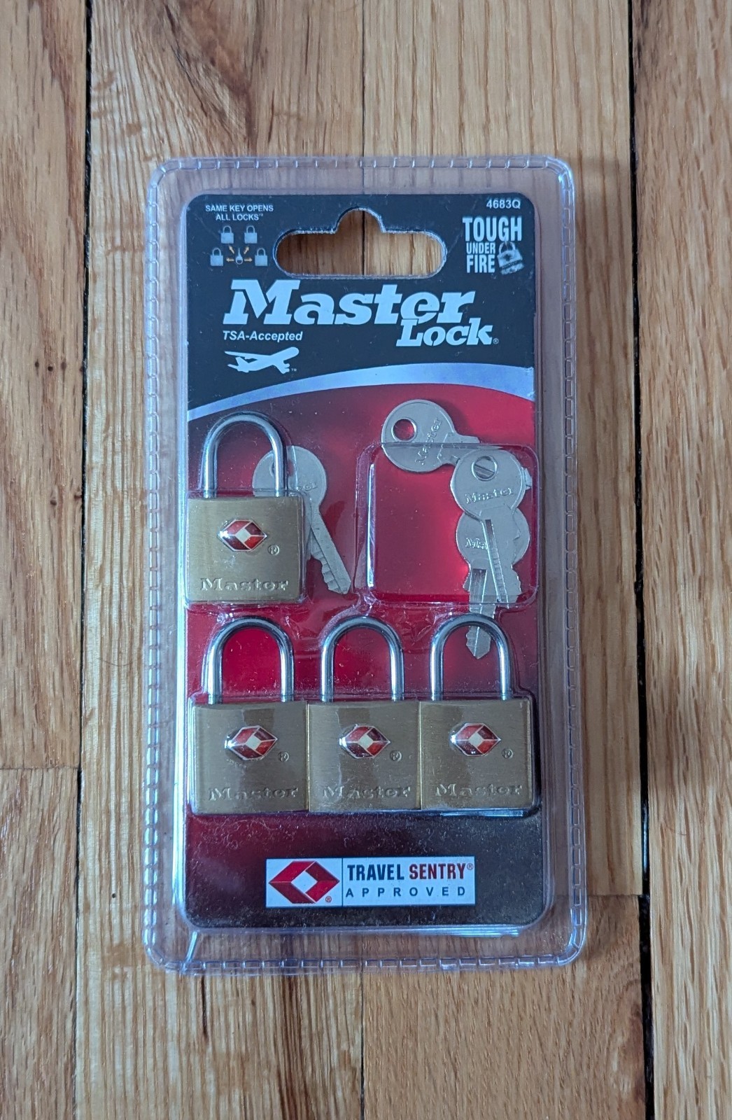 Master Lock 4683Q 4-Piece Keyed Padlock Set – TSA Accepted Security Locks