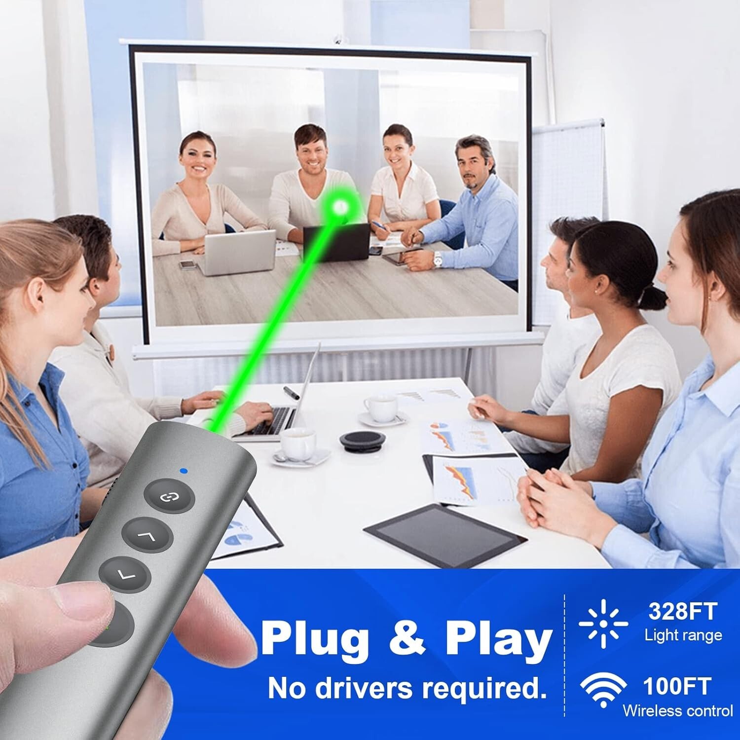 Versatile USB-C Presentation Clicker with Rechargeable Battery and Laser Pointer
