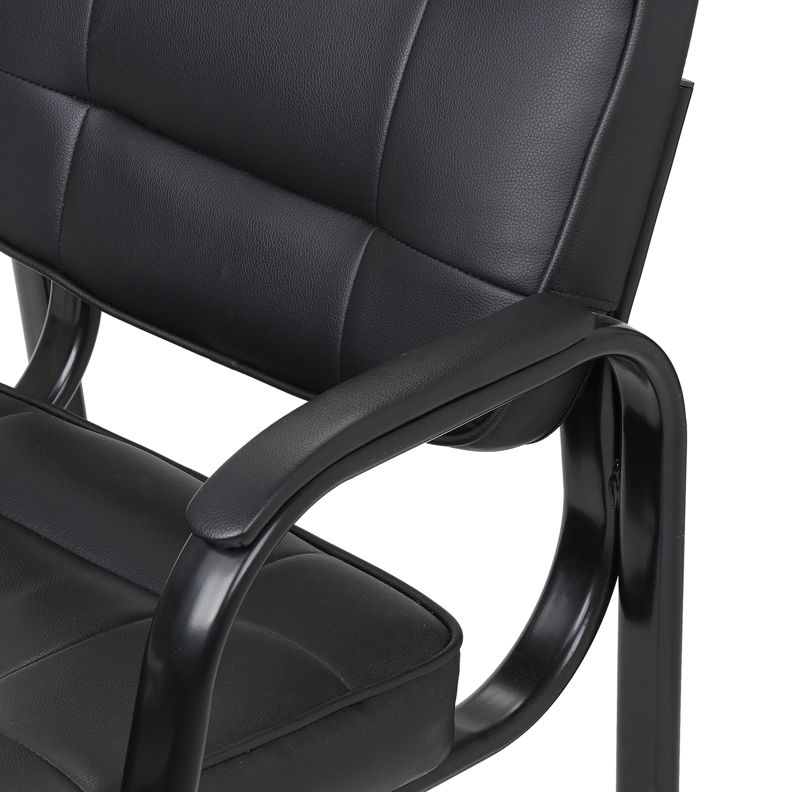 Office Guest Chair Leather Executive Reception Wating Room Chair W/ Metal Frame