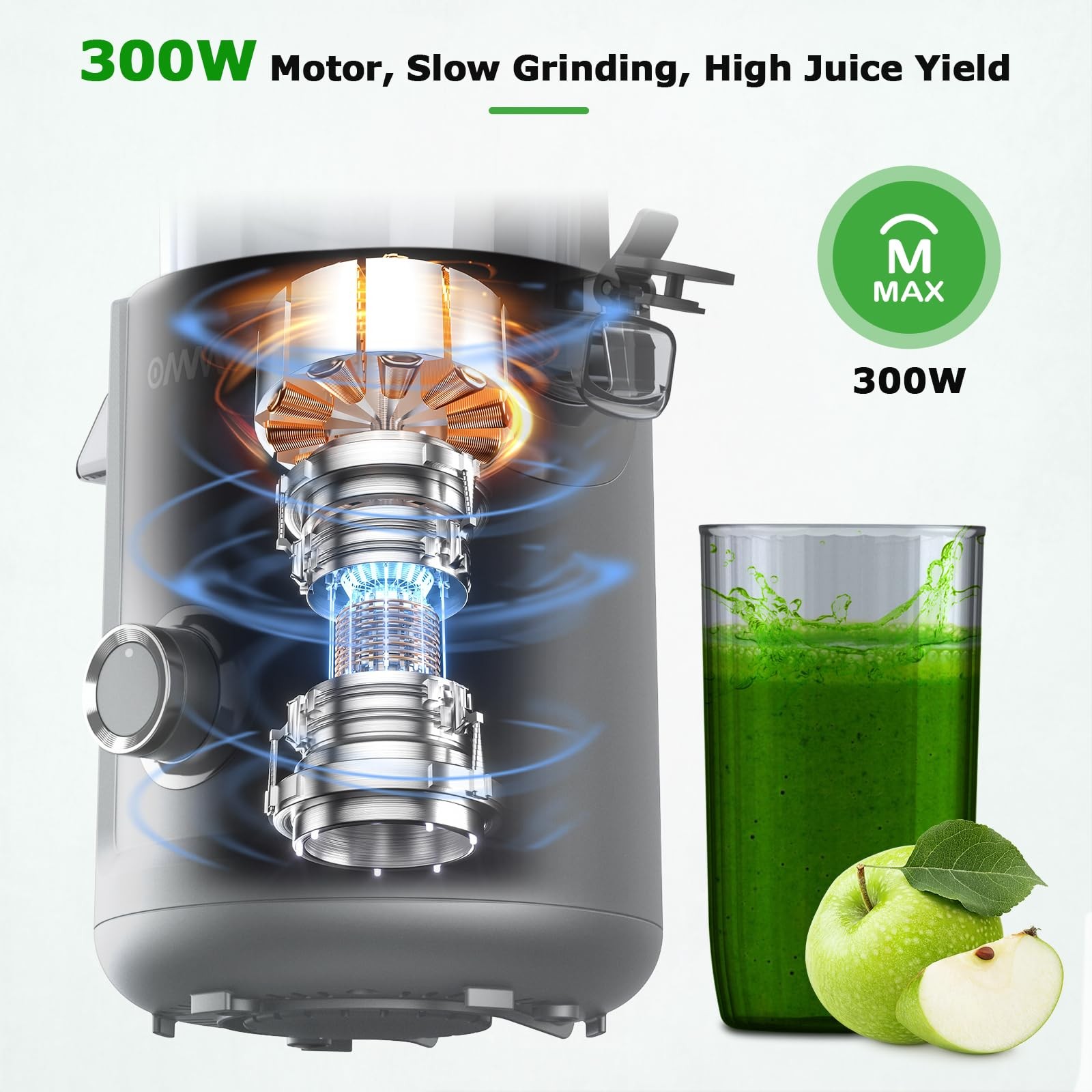 Cold Press Juicer Machines: 5.1" Wide Feed Chute Slow Masticating Juicer for ...