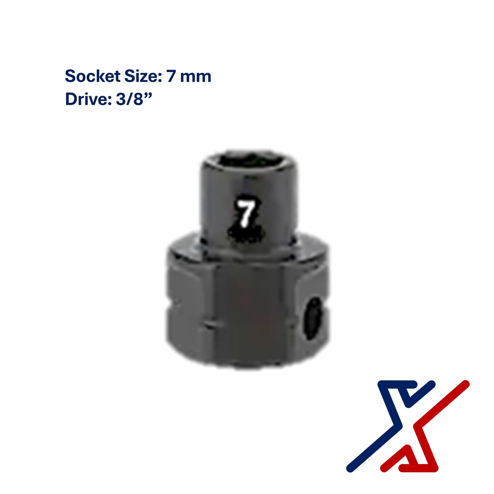 7mm. x 3/8" Drive Nano Socket / Stuby Socket by X1 Tools
