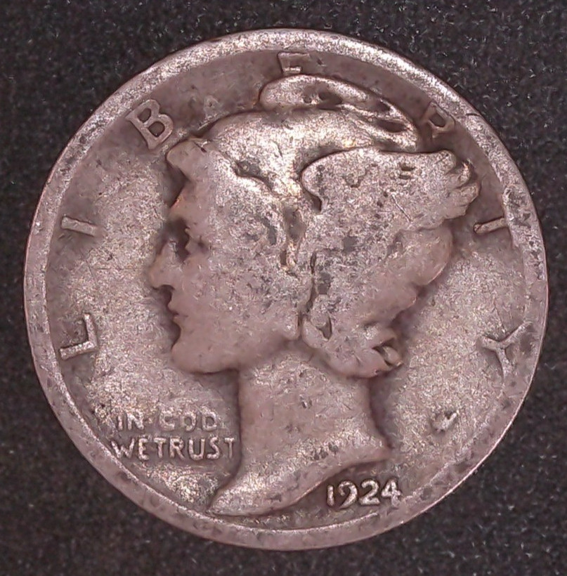 1924-P Mercury Winged Liberty .10c Dime 90% SILVER Philadelphia Mint
