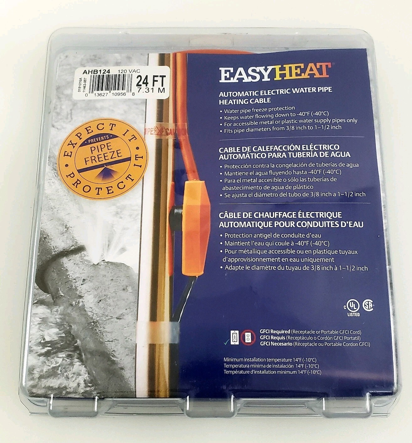 EasyHeat 24' Pipe Heating Cable Water Freeze Protection AHB124 120VAC NEW Sealed