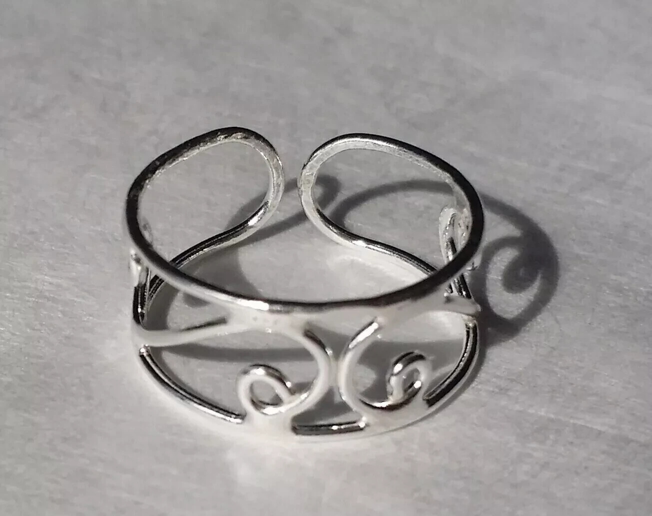 Women's Adjustable Filigree Swirl Toe Ring In 14K White Gold Plated 925 Silver