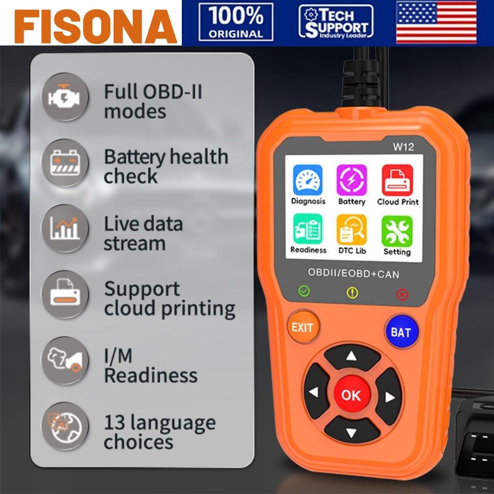 FISONA W12 AL319 OBD2 CAN OBDII Auto Car Code Reader Diagnostic Scanner Tool