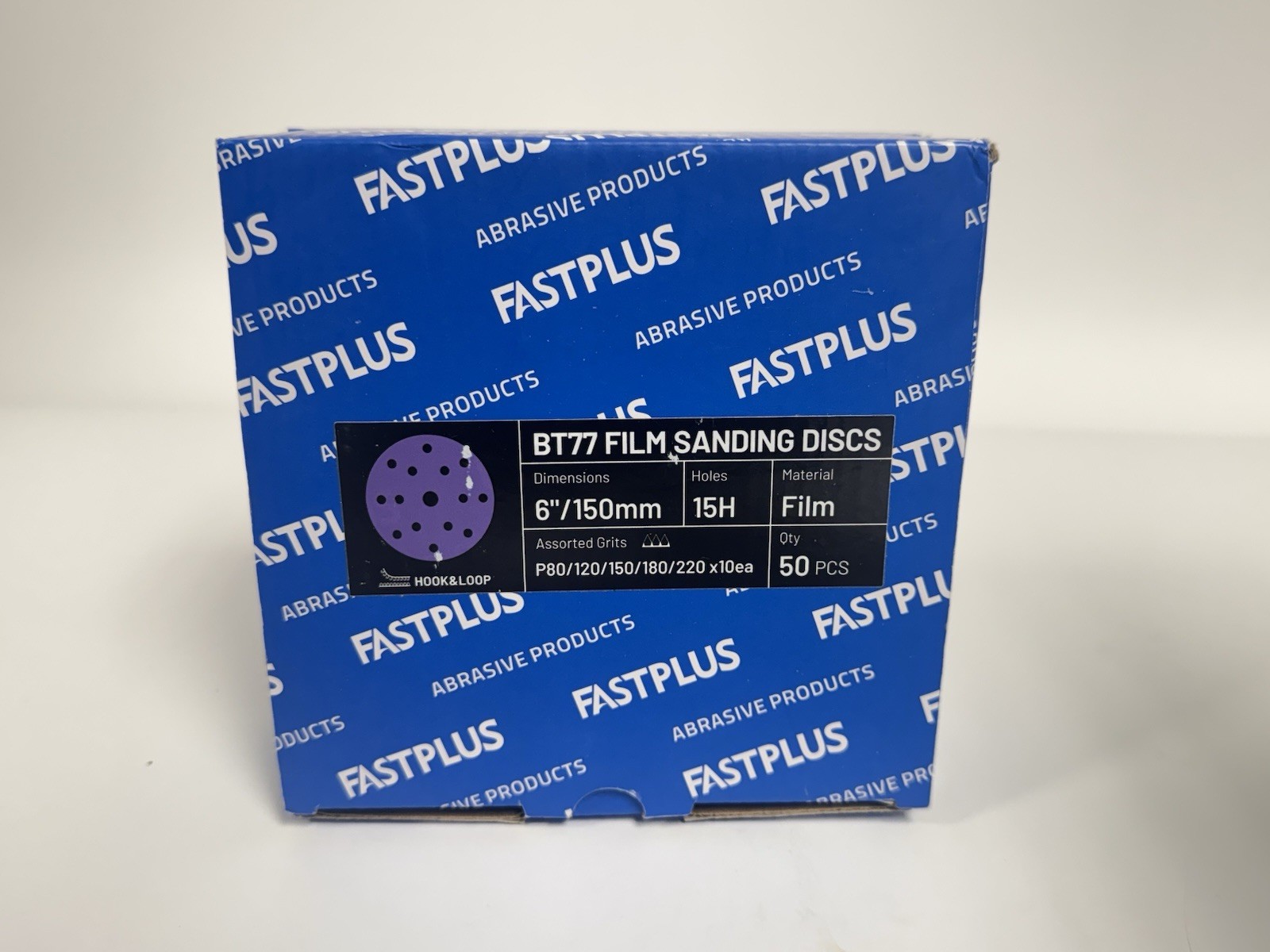 50pcs 6 inch 15 holes Sandpaper Orbital Sanding Discs 80/120/150/180/220-10each