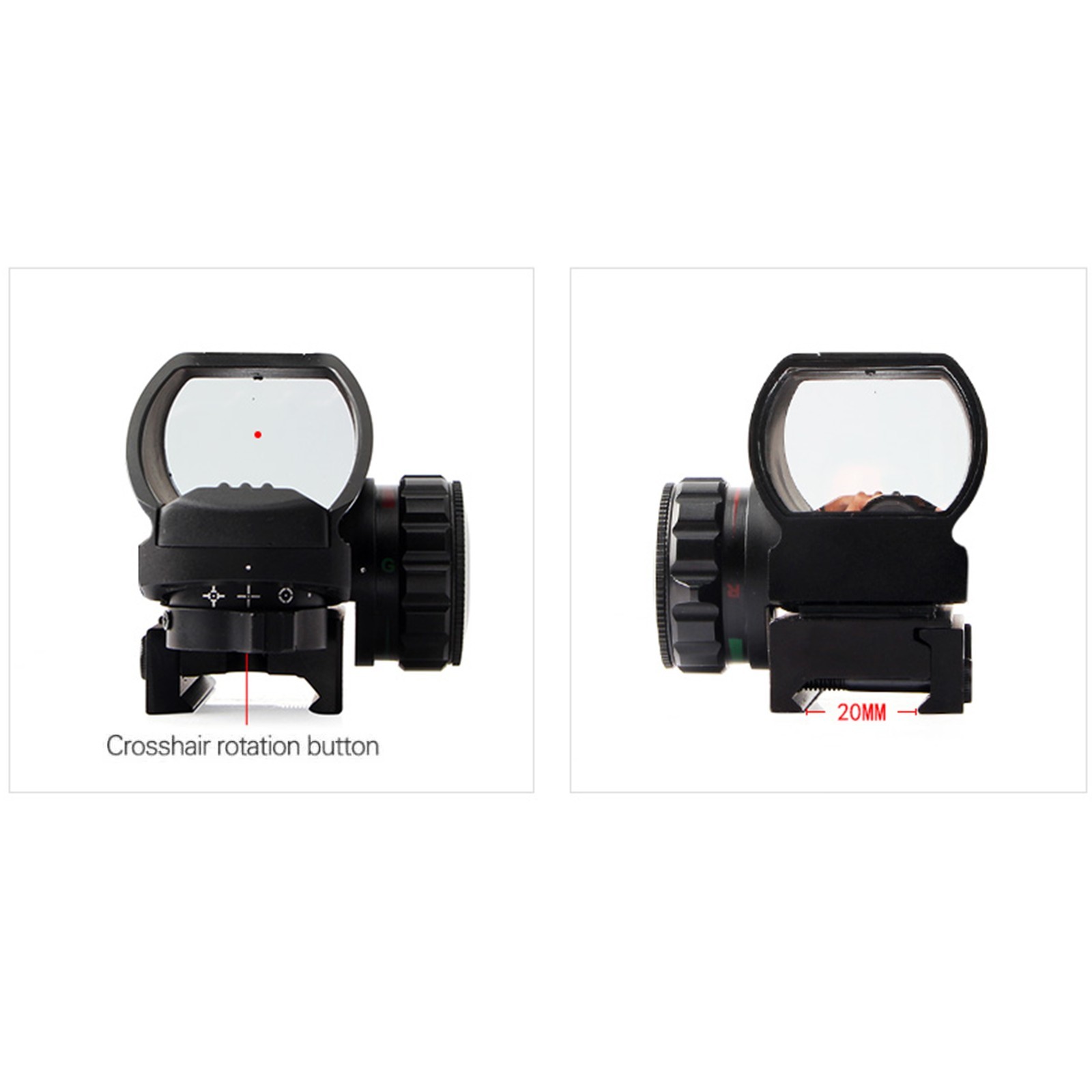 Tactical Holographic Red Green Reflex Scope Sight Combo 4 Reticles Red Dot Rail