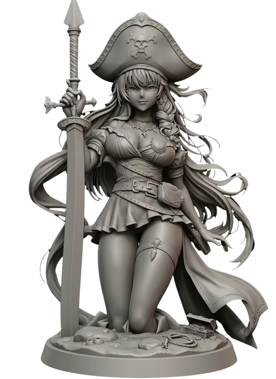 ANIME FANTASY SEXY BARMAID FEMALE 75MM RESIN 3d PRINT 3"tall A03