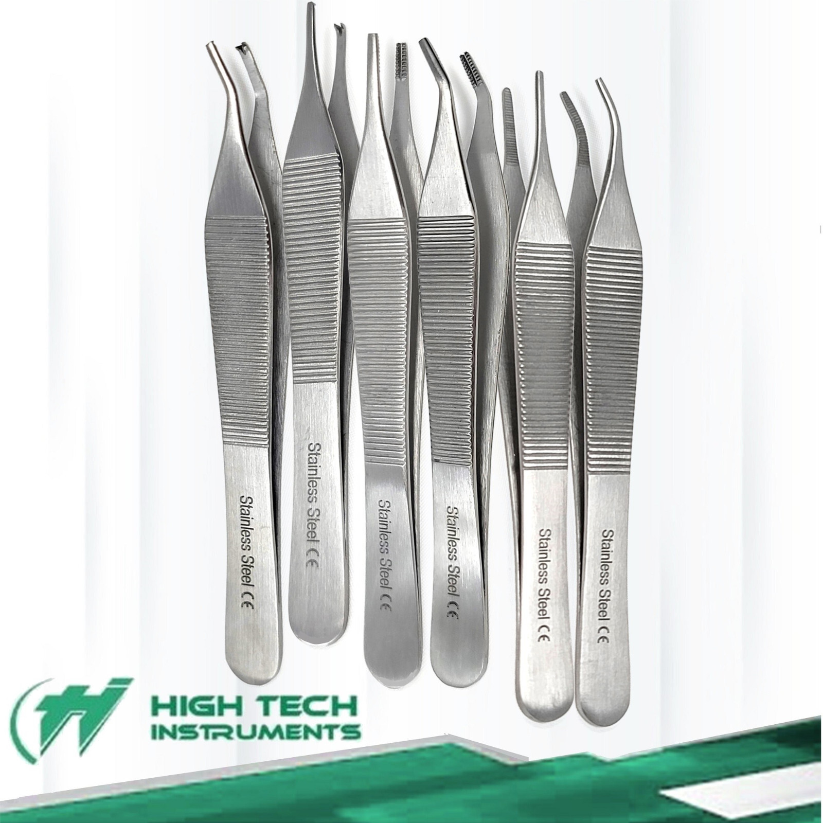 SET OF 6 ASSORTED ADSON TISSUE BROWN DRESSING FORCEPS 4.75" SURGICAL INSTRUMENTS