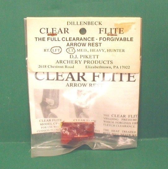 Original Dillenbeck Clear Flite Arrow Rest for Recurve Bows - LH Model CF1 Light