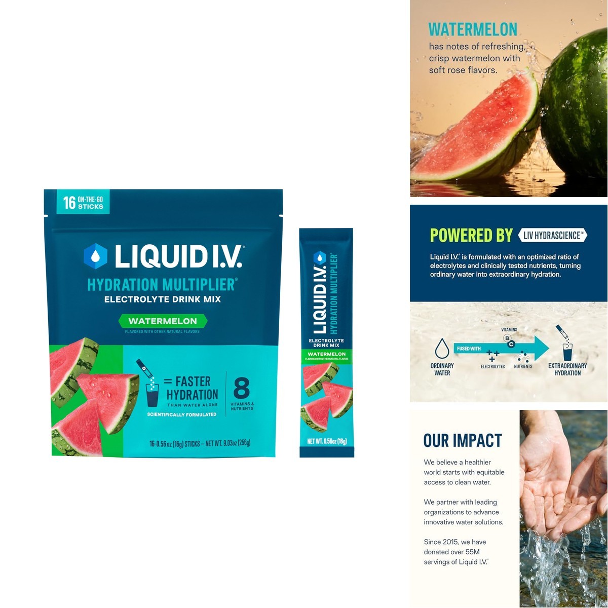 Liquid I.V. Hydration Electrolytes, Watermelon, 16 Count