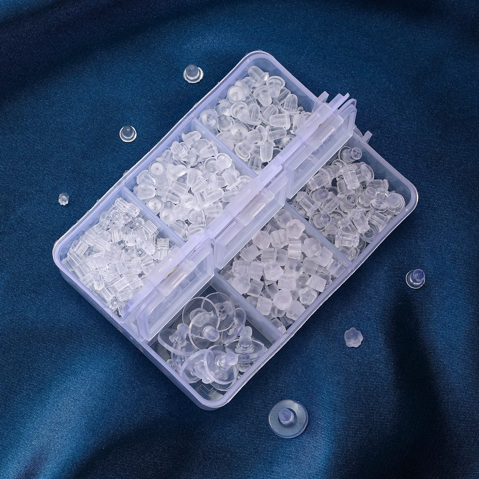 6 Styles Silicone Earring Backs for Studs, 600 Pcs Clear Soft Earring Backings H