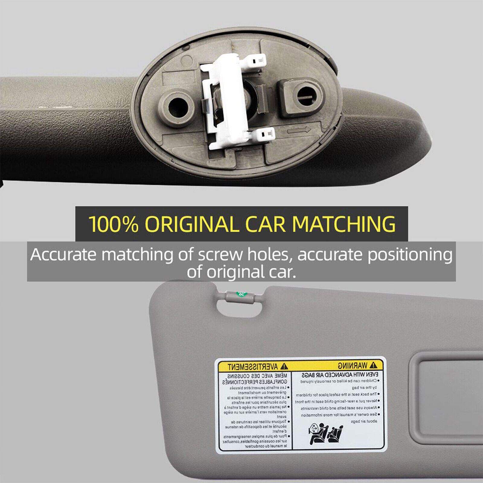 Gray Left Driver Side Sun Visor w/Light & Mirror For Toyota Highlander 2008-2013