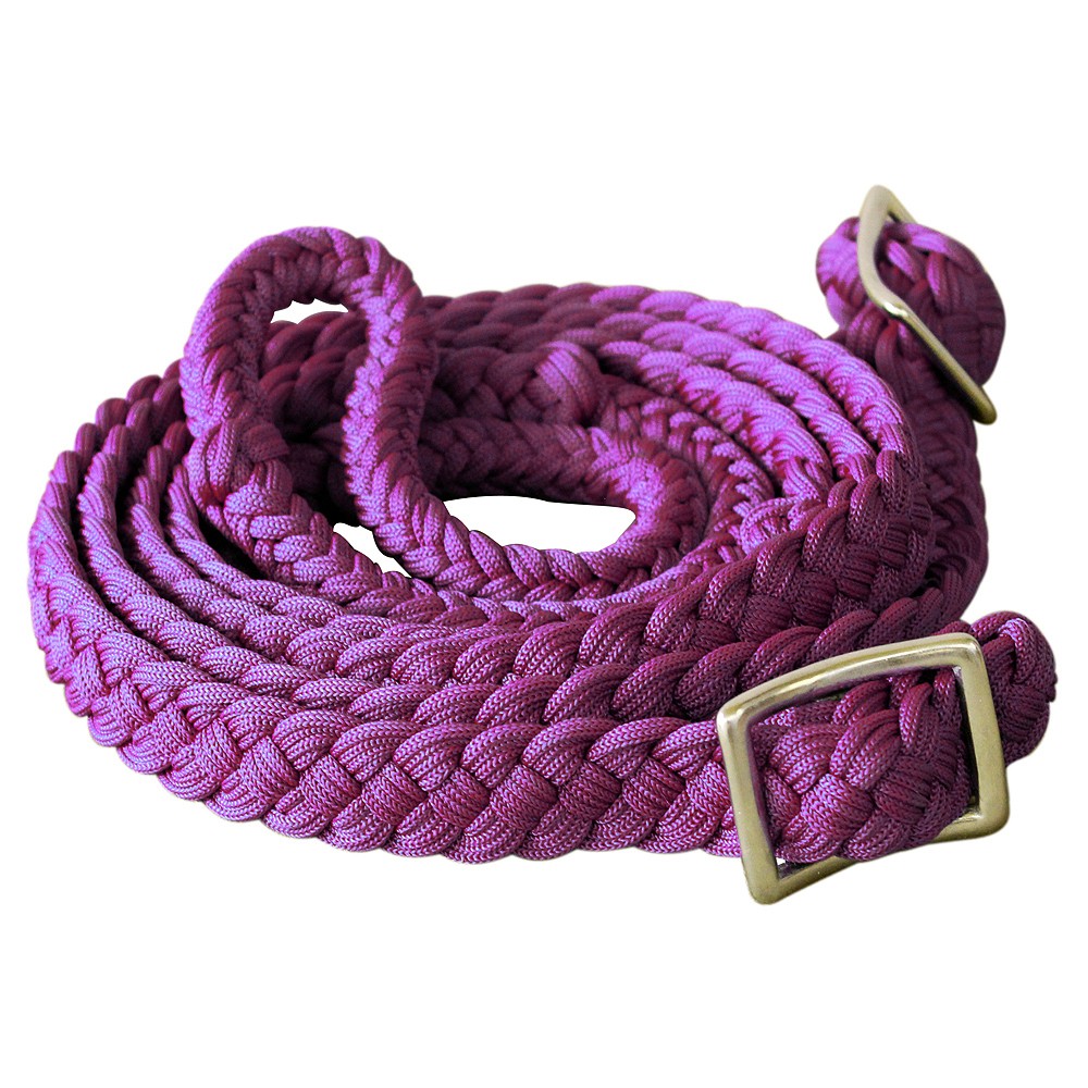 C-A105 1" X 8Ft Hilason Braided Poly Barrel Horse Racing Reins Flat Grip Knots