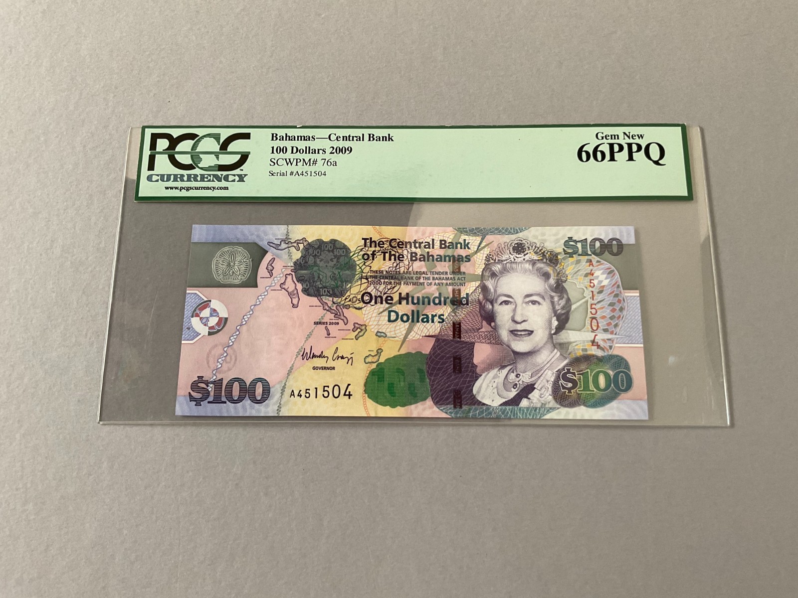 Bahamas 100 Dollars P-76a 2009  PCGS  66 PPQ