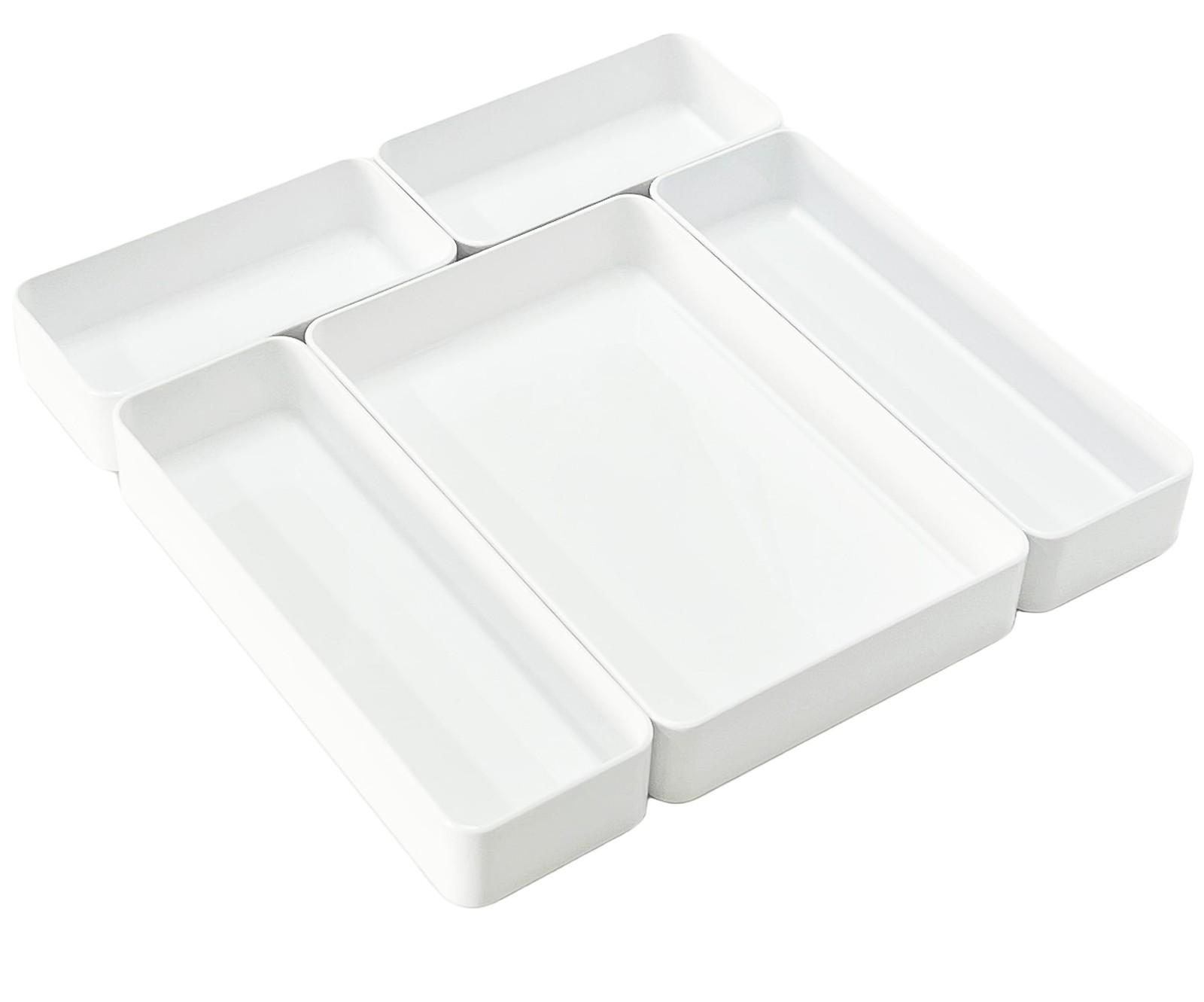 Plastic Drawer Organizers 6 Pcs Set - 3 Sizes for Bathroom, Vanity, Kitchen