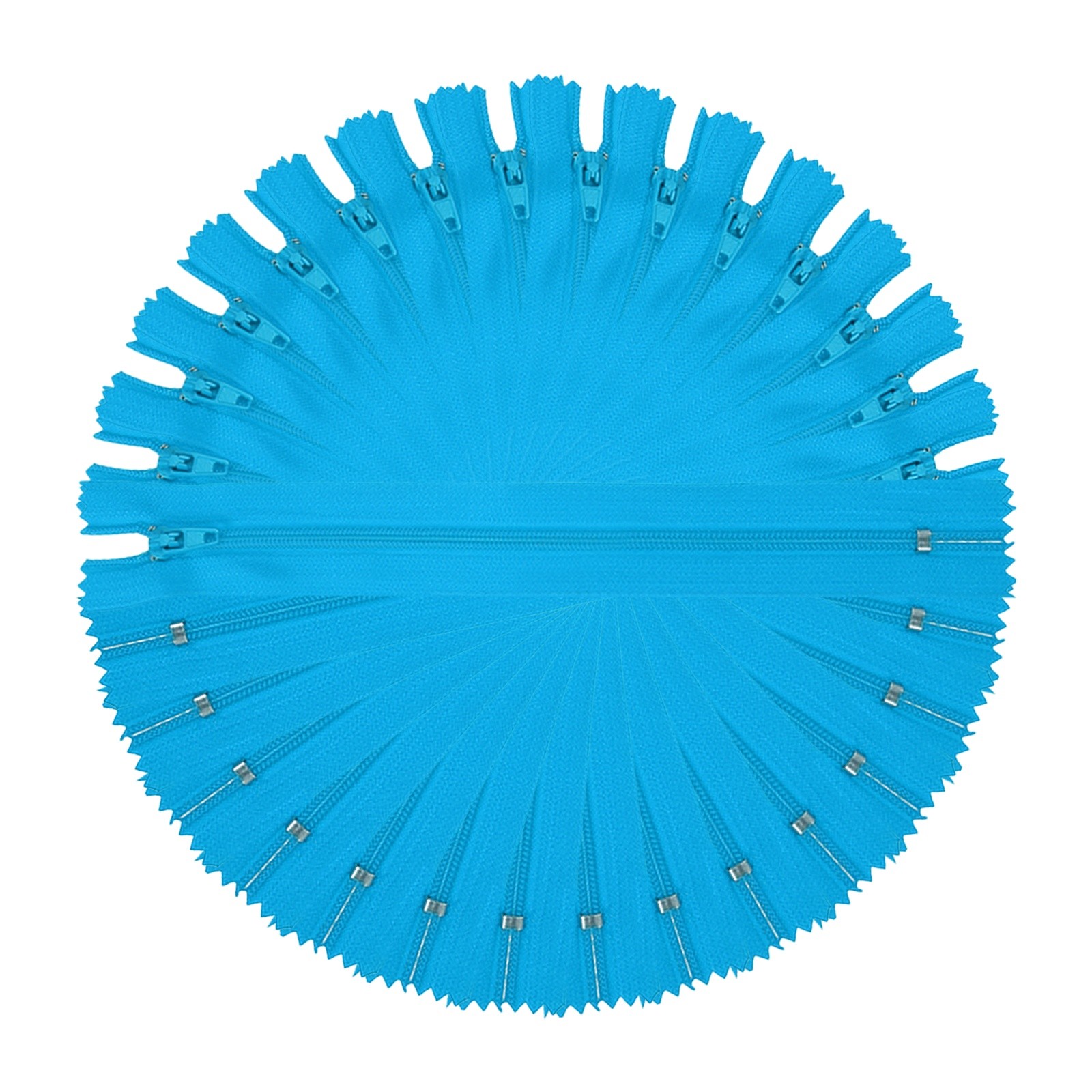 9 Inch Nylon Coil Zippers, #3 Lake Blue Sewing Zippers,Pack of 15