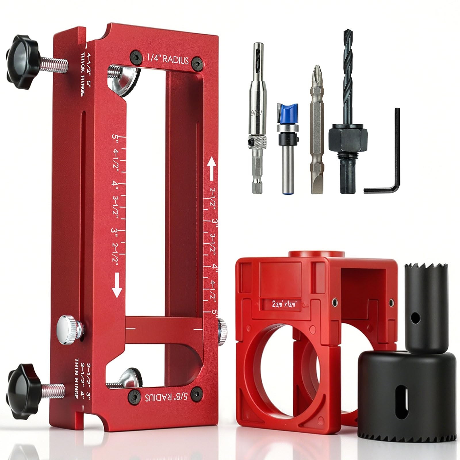 Door Hinge Jig Lock Hole Drilling Kit Router Template Mortising Aluminum