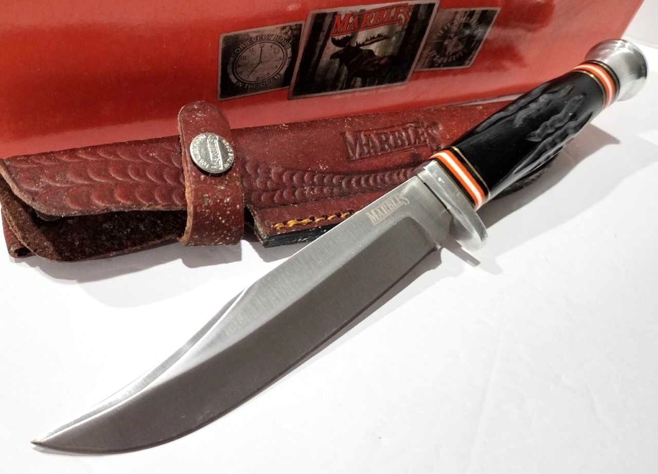 Marbles Genuine Black Jigged Steer Bull Horn Handle Hunting Skinning Knife MR448