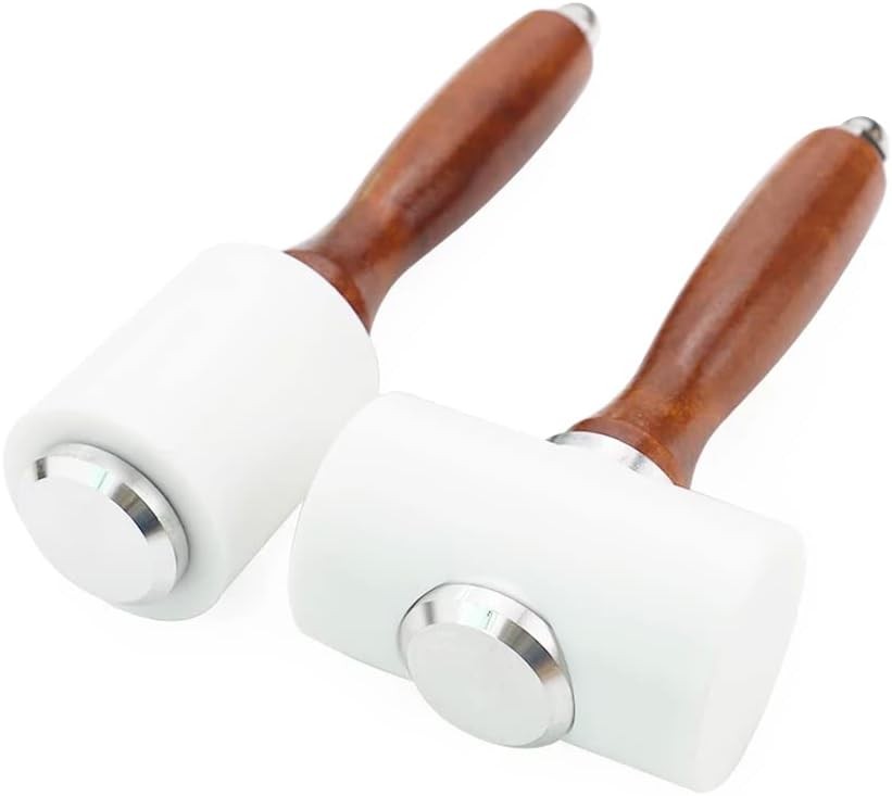 2 Leather Carving Hammers with Wooden Mallet & Nylon Handle for DIY Craft