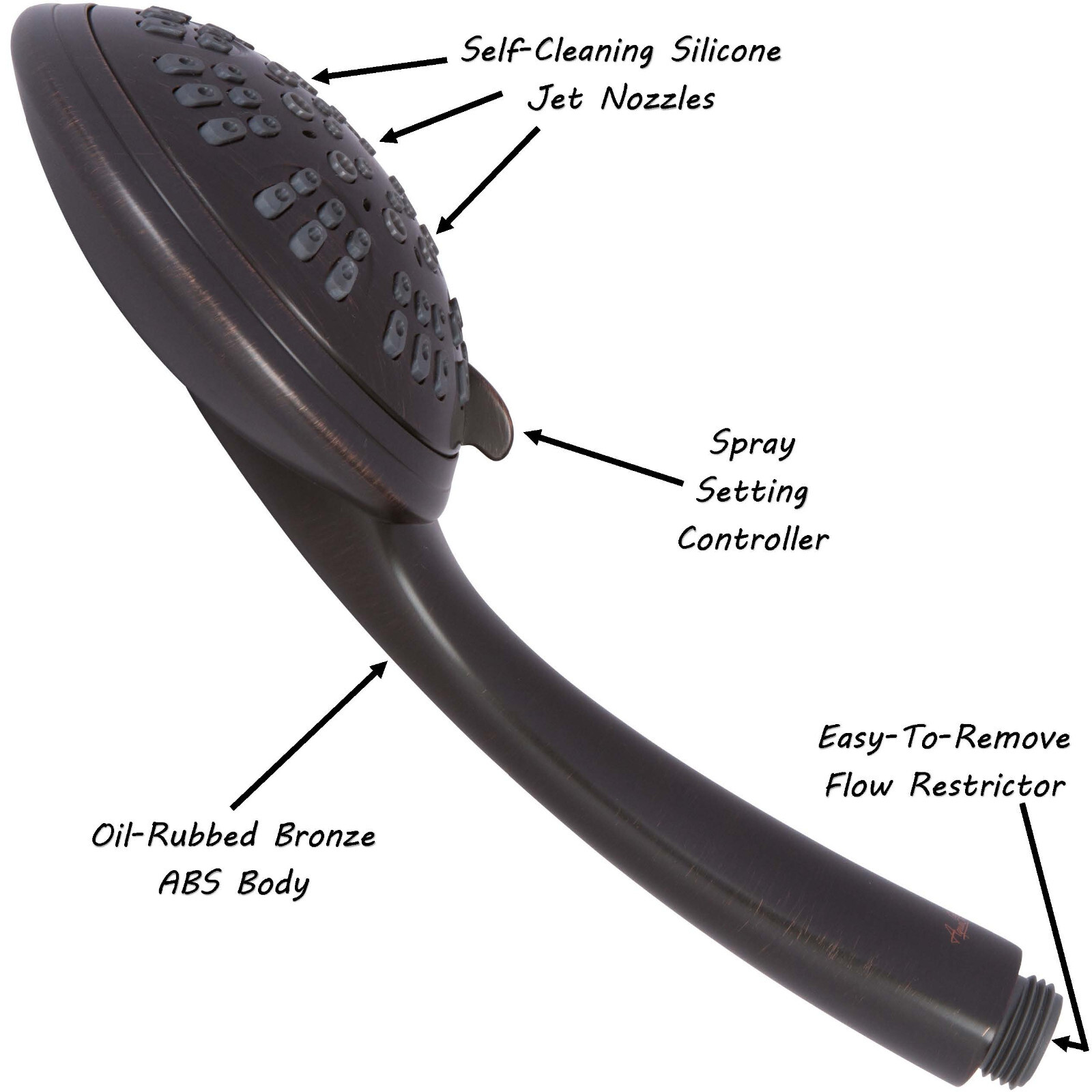 6 Function Handheld Shower Head Kit (Aqua Elegante) - Oil-Rubbed Bronze- 2.5 GPM